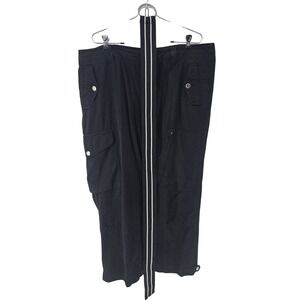 Lauren Ralph Lauren Utility Pants Size 16 Black Straight Leg Cargo Belted Casual